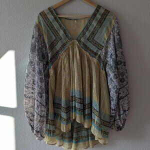 Free People Aliyah tunic top in "Tobacco Flower"